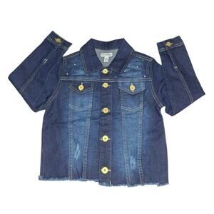 Steve Madden Girls Faded Denim Jacket Sz 6X | Stretch Jean Jacket Dark Wash NWT